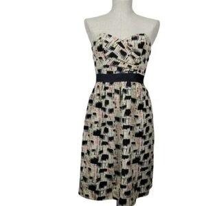 Anthropologie Strapless Dress in Black and Cream